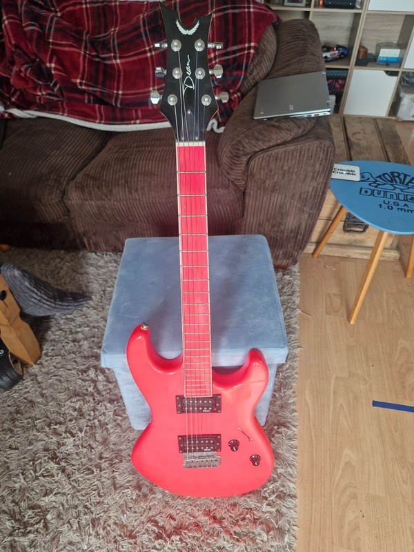 Rare Fluorescent Pink Dean Electric Guitar, Korean Made-2007