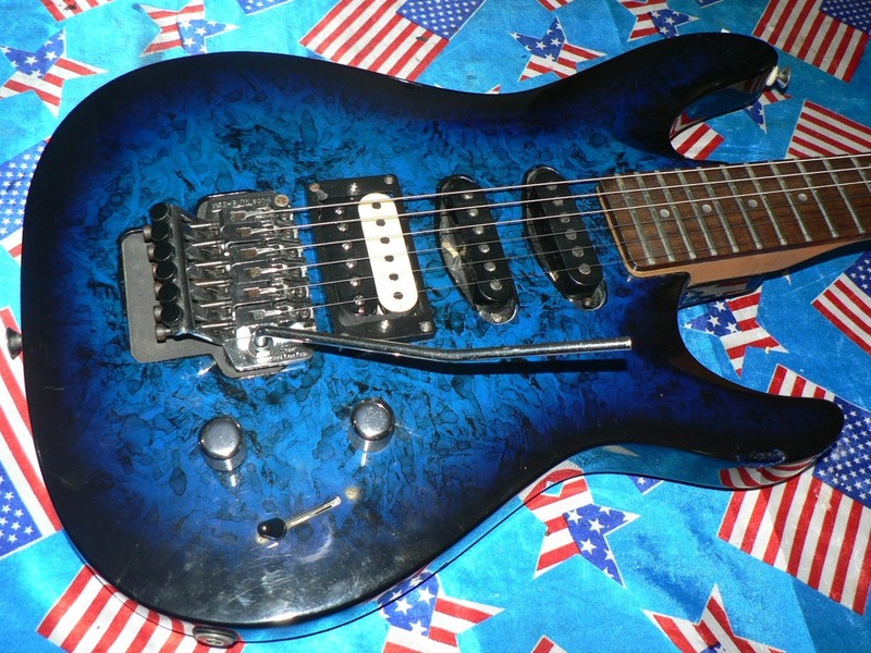 Late 80s Washburn Kc40v Guitar, Superstrat In Blue Marble, 35 Yrs Old Rare !