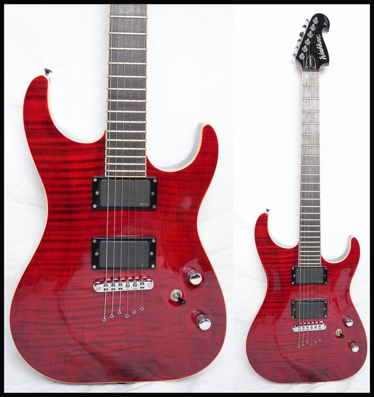 Washburn X-50 PROFE Trans Red EMG model, excellent condition, 2008
