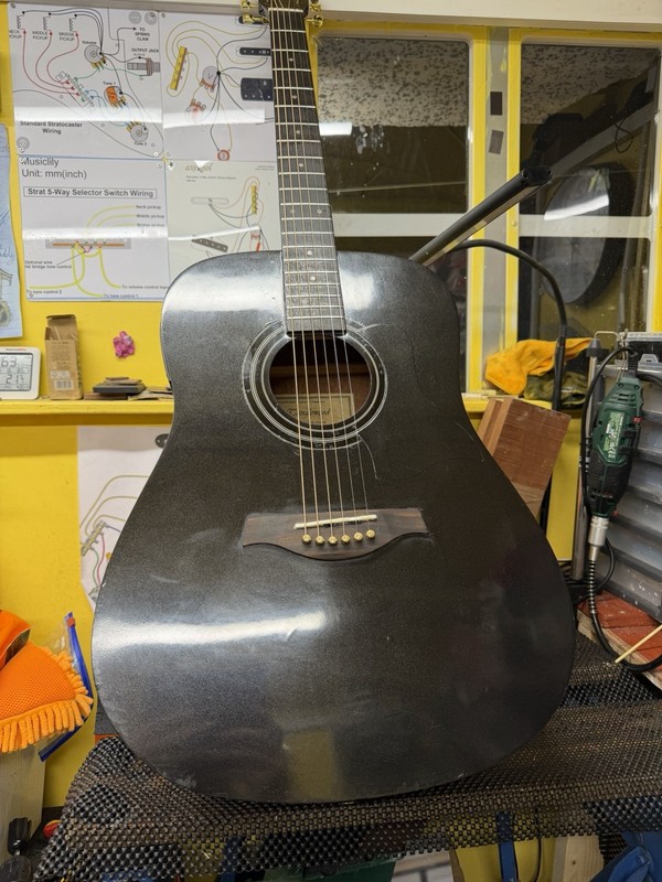 Tanglewood TW400-TBK Converted ElectroAcoustic Guitar Top Done In Metallic Black