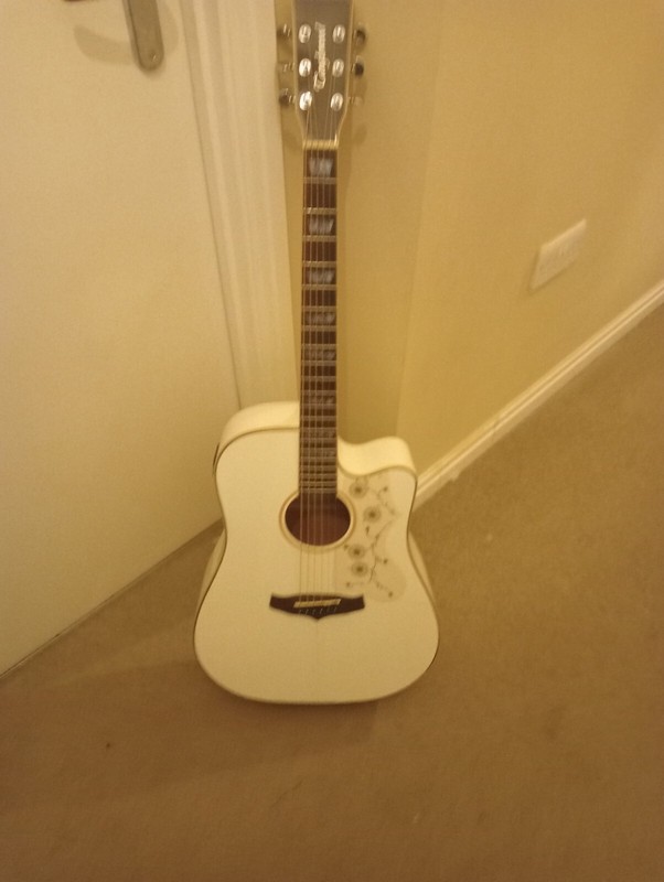 White Tanglewood Guitar