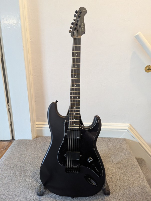 Harley Benton ST-20HH Active SBK Electric Guitar Matt Black-Had Set-up