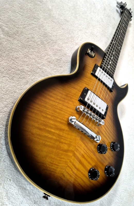 1990s Aslin Dane Les Paul Flametop Electric Guitar Vintage Sunburst