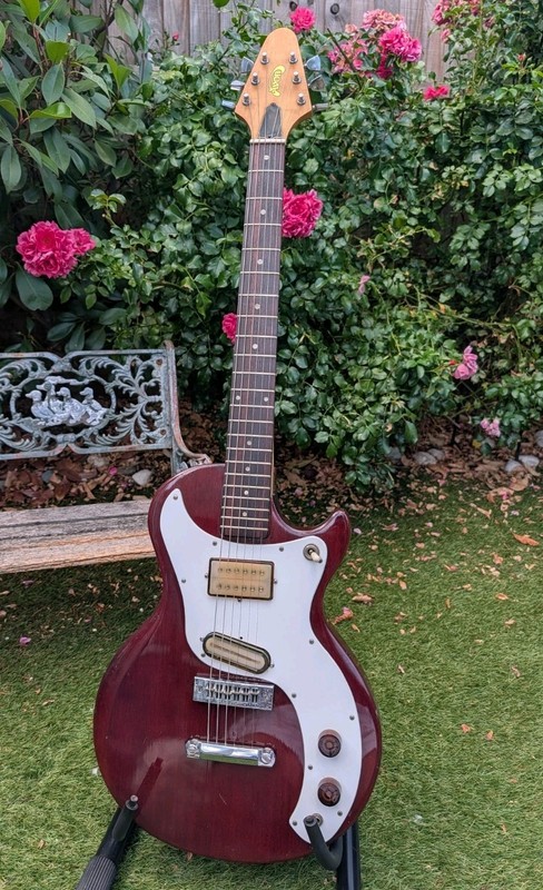 Vintage Avon Rose Morris Marauder Electric Guitar Cherry Red 1970s