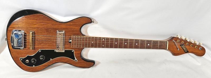 Vintage 1970 Zenta Single Pickup Electric Guitar MIJ Japan Natural Woodgrain