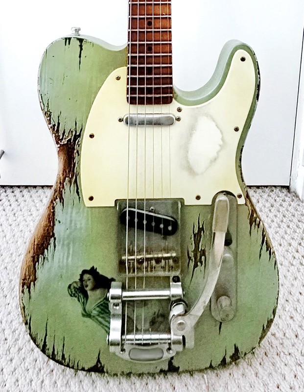 Custom Built Relic Electric Guitar Seafoam Green / Turquoise Vintage Style. Rare