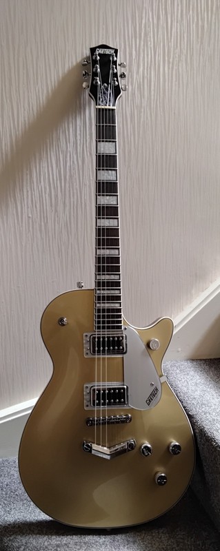 ​Gretsch Electromatic Jet Single Cut Electric Guitar Gold Top Metallic + Hard Ca