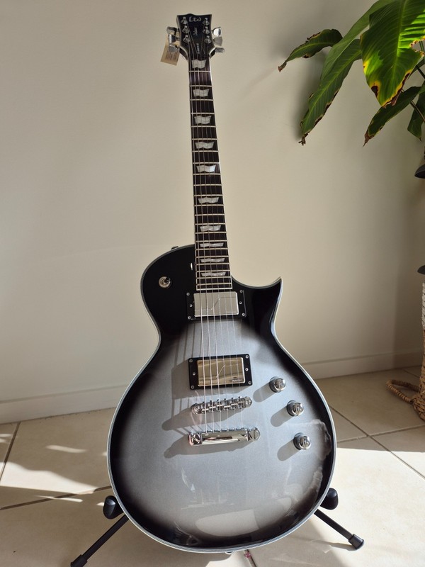 ESP LTD EC-1000T CTM Silver Sunburst Fishman Fluence Electric Guitar-Full Body
